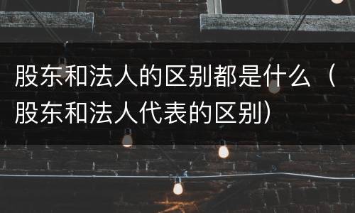 股东和法人的区别都是什么（股东和法人代表的区别）