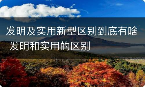 发明及实用新型区别到底有啥 发明和实用的区别