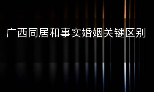 广西同居和事实婚姻关键区别