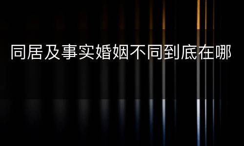 同居及事实婚姻不同到底在哪