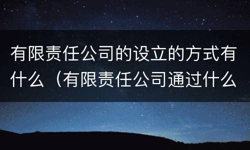 有限责任公司的设立的方式有什么（有限责任公司通过什么方式设立）