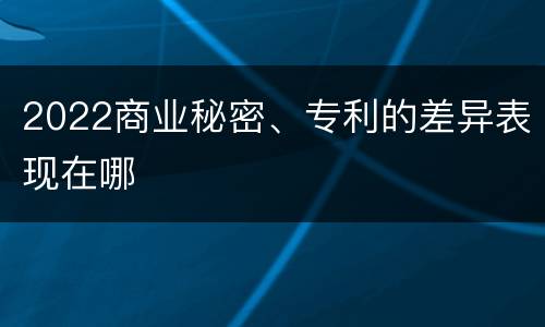 2022商业秘密、专利的差异表现在哪