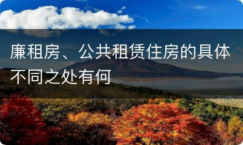 廉租房、公共租赁住房的具体不同之处有何