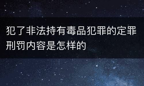 犯了非法持有毒品犯罪的定罪刑罚内容是怎样的