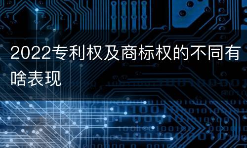 2022专利权及商标权的不同有啥表现