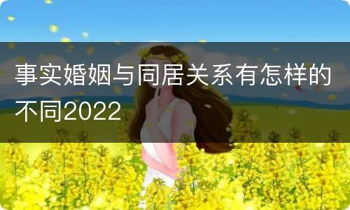 事实婚姻与同居关系有怎样的不同2022