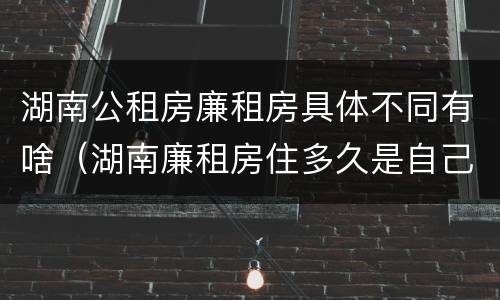 湖南公租房廉租房具体不同有啥（湖南廉租房住多久是自己的）