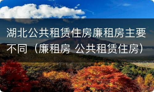 湖北公共租赁住房廉租房主要不同（廉租房 公共租赁住房）