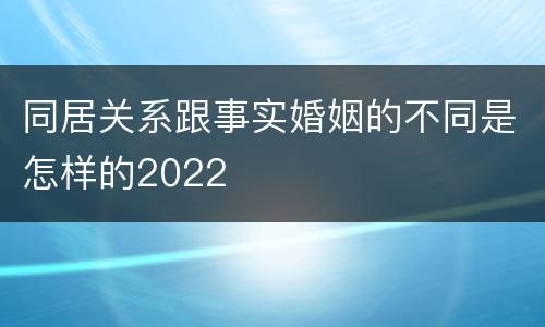 同居关系跟事实婚姻的不同是怎样的2022