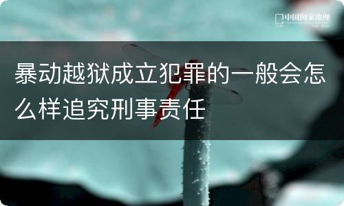 暴动越狱成立犯罪的一般会怎么样追究刑事责任