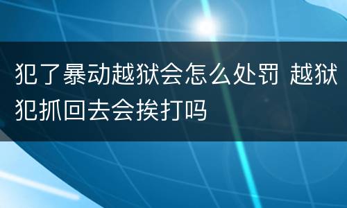 犯了暴动越狱会怎么处罚 越狱犯抓回去会挨打吗