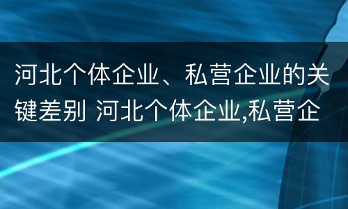 河北个体企业、私营企业的关键差别 河北个体企业,私营企业的关键差别有哪些