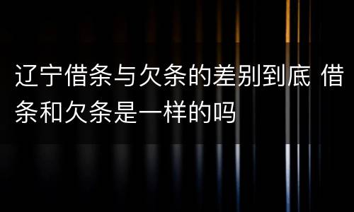 辽宁借条与欠条的差别到底 借条和欠条是一样的吗