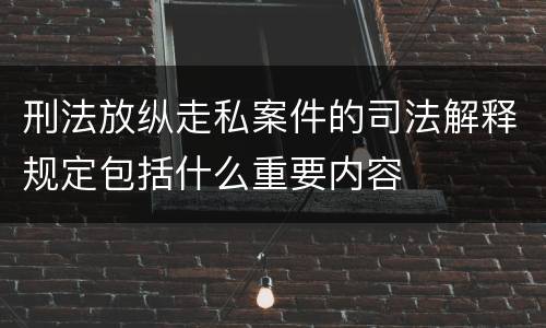 刑法放纵走私案件的司法解释规定包括什么重要内容