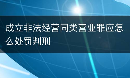 成立非法经营同类营业罪应怎么处罚判刑