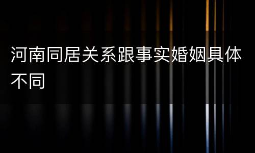 河南同居关系跟事实婚姻具体不同