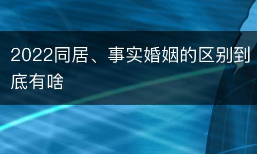 2022同居、事实婚姻的区别到底有啥