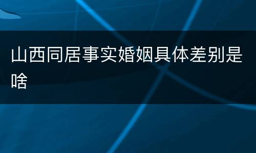 山西同居事实婚姻具体差别是啥