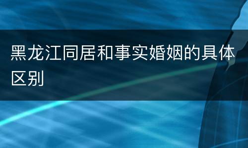 黑龙江同居和事实婚姻的具体区别