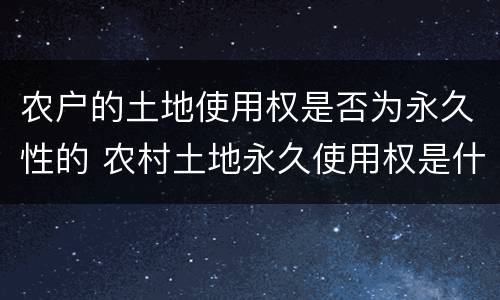 农户的土地使用权是否为永久性的 农村土地永久使用权是什么意思