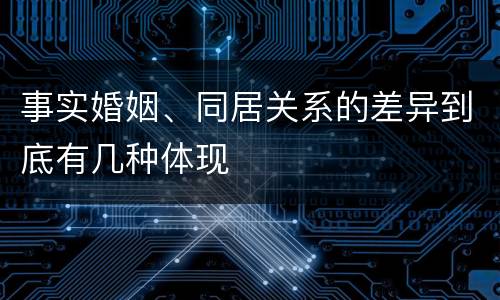 事实婚姻、同居关系的差异到底有几种体现