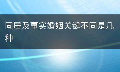 同居及事实婚姻关键不同是几种