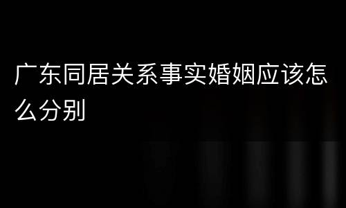 广东同居关系事实婚姻应该怎么分别