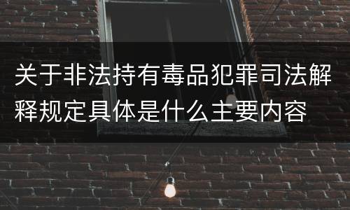 关于非法持有毒品犯罪司法解释规定具体是什么主要内容