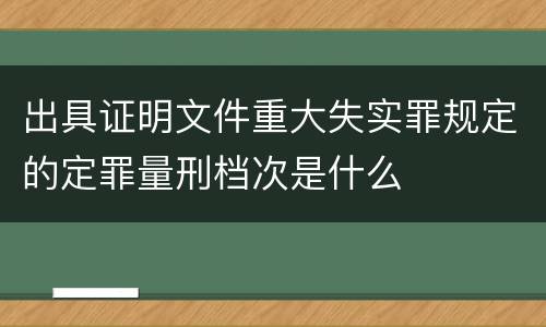 出具证明文件重大失实罪规定的定罪量刑档次是什么