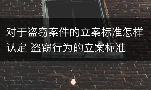 对于盗窃案件的立案标准怎样认定 盗窃行为的立案标准