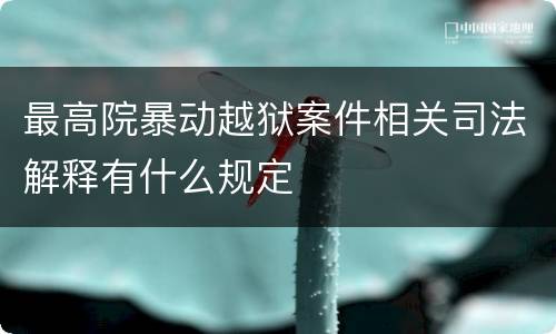 最高院暴动越狱案件相关司法解释有什么规定