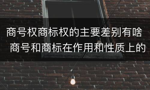 商号权商标权的主要差别有啥 商号和商标在作用和性质上的区别