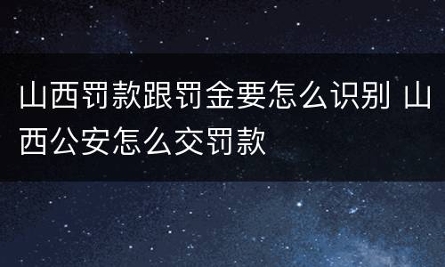 山西罚款跟罚金要怎么识别 山西公安怎么交罚款