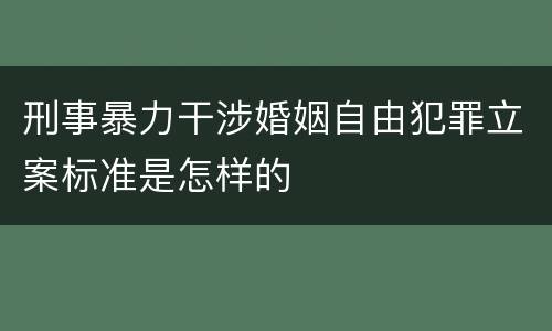 刑事暴力干涉婚姻自由犯罪立案标准是怎样的